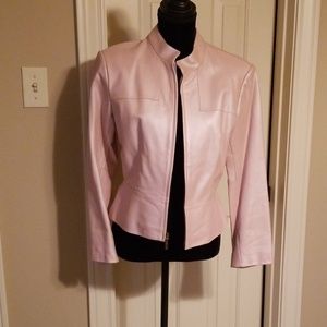 Pearly blush pink leather jacket